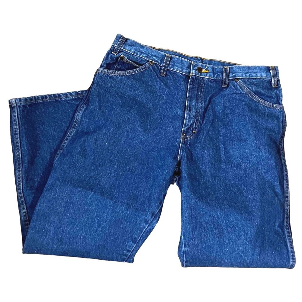 Dickies Mens Blue Jeans Sz 38 x 30 Boot Cut Dark Rinse Denim
